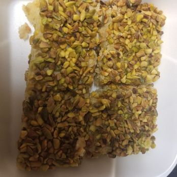 Knafeh Cafe - My New favorite dessert, Hareeseh with pistachios - Middle Eastern Near Me - Anaheim, California