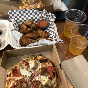 Bricks and Birch - Swineapple pizza, Ron Swanson with burrata and buffalo wings - Salad Near Me - Riverside, California