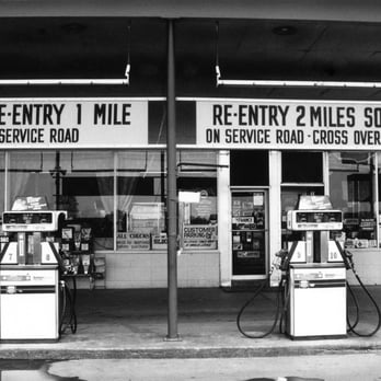 Johnson's Corner - Automobile pumps in front of Johnson's Corner, about 1990. - Diners Near Me - Johnstown, Colorado