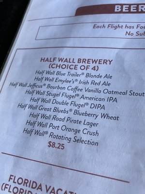 Menu photo 8 Half Wall New Smyrna Beach, FL