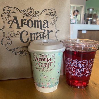 Aroma Craft Coffee - Brown sugar Latte and Hibiscus Tea - Coffee Roasteries Near Me - Walnut, California