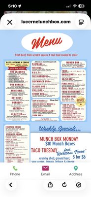 Menu photo 1 The Lucerne Lunch Box Lucerne Valley, CA