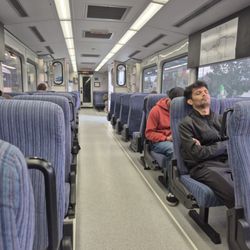 Tualatin WES Station - Is the view behind me on the train itself very comfortable seating Haven kick back a little bit