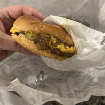 Hot Mess Burgers - Single with caramelized onions - Burgers Near Me - Midland, North Carolina Hot Mess Burgers - Single with caramelized onions - Burgers Near Me - Midland, North Carolina