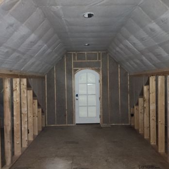 Airlock Insulation - Netted and dense packed cellulose at the ceiling. Walls sprayed with cellulose. - Insulation Installation Near Me - Thompson, Ohio