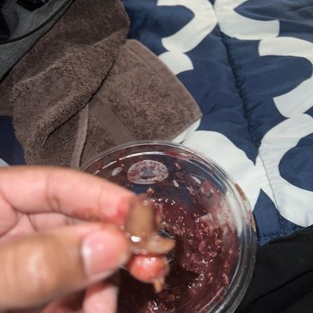 Playa Bowls - Large piece of plastic that was covered in Nutella and large pieces of granola - Acai Bowls Near Me - Morristown, New Jersey Playa Bowls - Large piece of plastic that was covered in Nutella and large pieces of granola - Acai Bowls Near Me - Morristown, New Jersey
