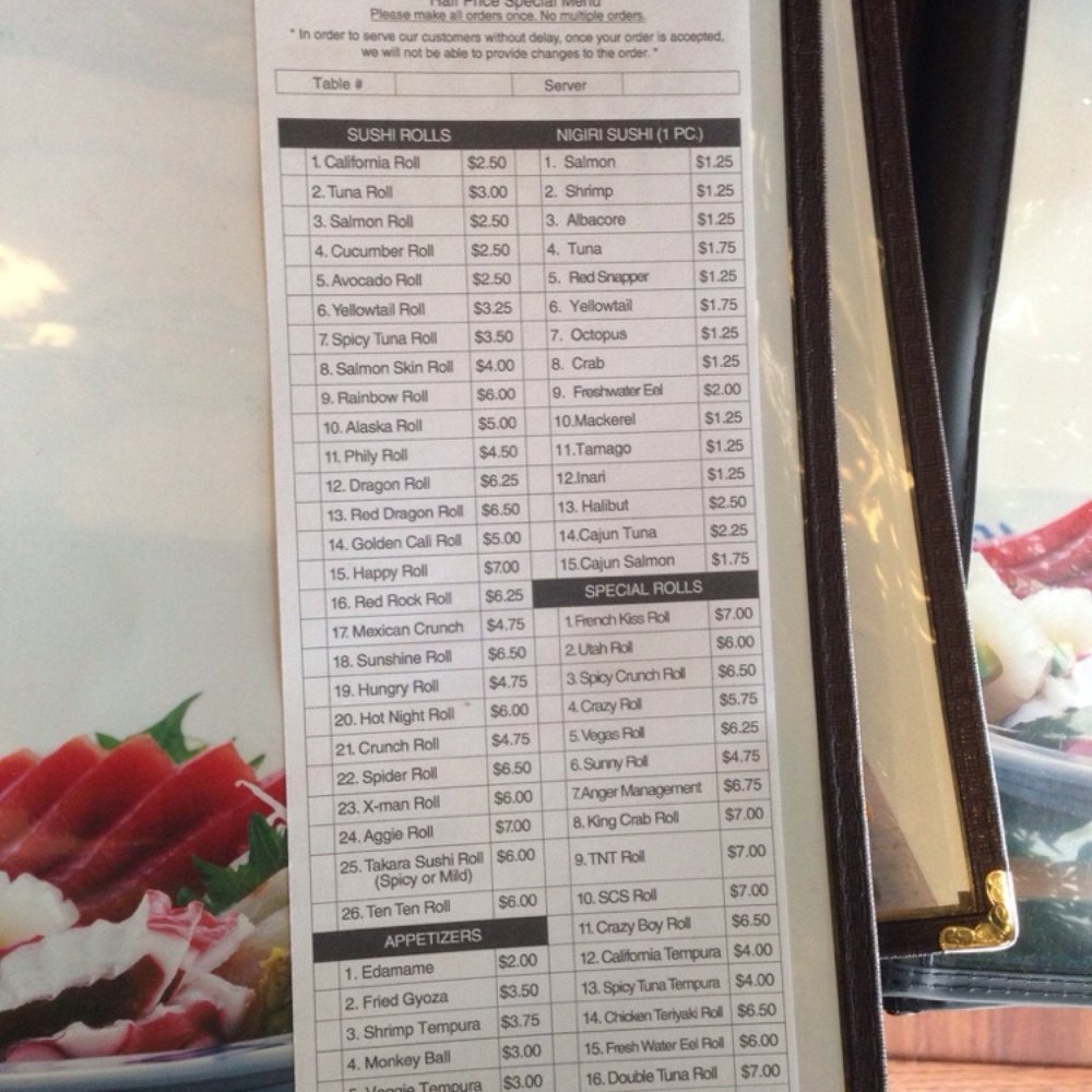 Takara Sushi - 50% off Roll specials - Sushi Bars Near Me - Logan, Utah Takara Sushi - 50% off Roll specials - Sushi Bars Near Me - Logan, Utah