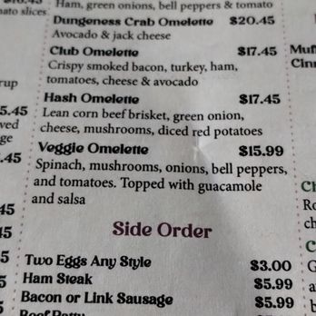 Downtown cafe - A selection of the breakfast menu - Breakfast & Brunch Near Me - Pittsburg, California