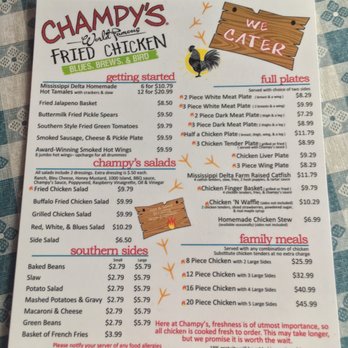 Champy's Famous Fried Chicken - Menu - Southern Near Me - Muscle Shoals, Alabama