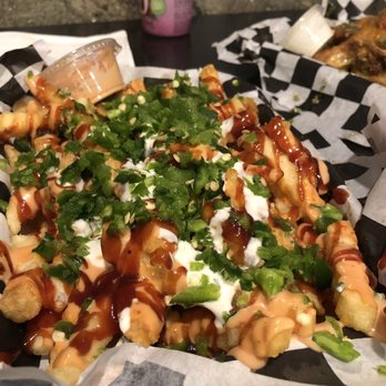 Halal Wings Plus - "Crazy Fries" Crinkle Cut Fries, seasoning, bbq sauce, ranch sauce, and special sauce, topped with minced jalapeños! Crazy good! - Burgers Near Me - San Francisco, California