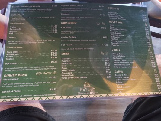 Menu photo 2 Key Lum Key West, FL