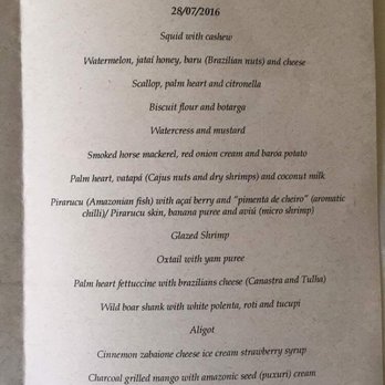 D.O.M. - July 28, 2016 Menu - Brazilian Near Me - São Paulo, SP