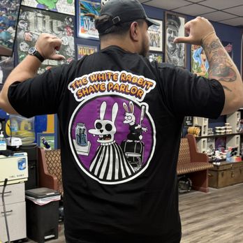 White Rabbit Barbershop - Designed By our Barber Adrian and printed at AGNS Printing. Pick yours up in Downey, CA - Barbers Near Me - Downey, California White Rabbit Barbershop - Designed By our Barber Adrian and printed at AGNS Printing. Pick yours up in Downey, CA - Barbers Near Me - Downey, California