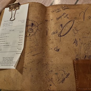 Thyme Table - a notepad with a receipt on it - New American Near Me - Bay Village, Ohio