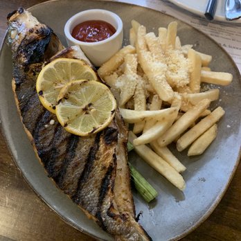 Saltyard - Sea Bass w/ Parmesan Truffle Fries - New American Near Me - Burlingame, California Saltyard - Sea Bass w/ Parmesan Truffle Fries - New American Near Me - Burlingame, California