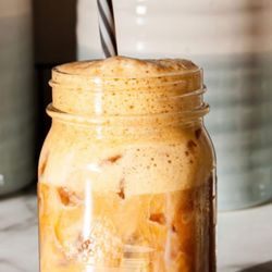 Shaken espresso with maple syrup and oat milk