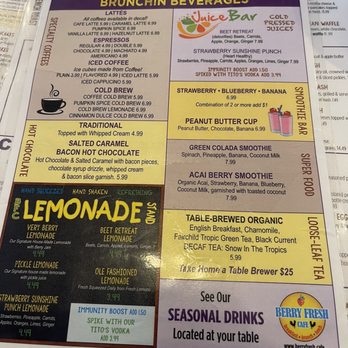 Berry Fresh Cafe - Drink menu - Breakfast & Brunch Near Me - Stuart, Florida