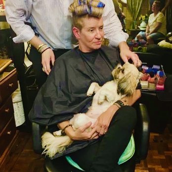 Moler Design Studio - John Moler consulting a client (with assistance from his baby girl, GiGi) - Hair Salons Near Me - Houston, Texas Moler Design Studio - John Moler consulting a client (with assistance from his baby girl, GiGi) - Hair Salons Near Me - Houston, Texas