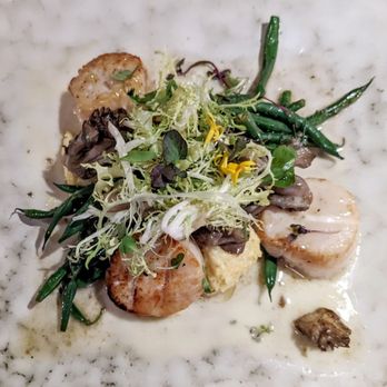 Poseidon on the Beach - HOKKAIDO SCALLOPS Creamy Mascarpone grits, Tamari pickled Maitake mushrooms, beans haricot vert, Yuzu-citrus beurre blanc sauce - Seafood Near Me - Del Mar, California Poseidon on the Beach - HOKKAIDO SCALLOPS Creamy Mascarpone grits, Tamari pickled Maitake mushrooms, beans haricot vert, Yuzu-citrus beurre blanc sauce - Seafood Near Me - Del Mar, California