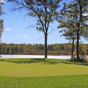 Crosswoods Golf Course - Sunrise #5 green with Tamarack Lake - Golf Near Me - Crosslake, Minnesota