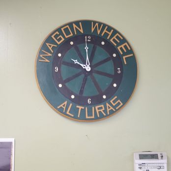 Wagon Wheel Cafe - a clock on the wall - American Near Me - Alturas, California Wagon Wheel Cafe - a clock on the wall - American Near Me - Alturas, California