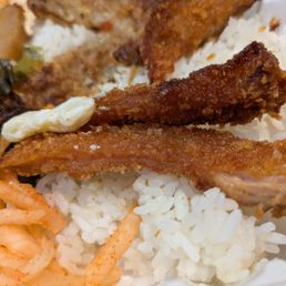 No chicken, chicken katsu.  Macaroni for comparison...