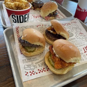 Son of a Butcher - 5x Sliders and Waffle Fries. ChatGPT, Burnt Ends, Popper, Classic, and Nashville Hot - Desserts Near Me - Grapevine, Texas Son of a Butcher - 5x Sliders and Waffle Fries. ChatGPT, Burnt Ends, Popper, Classic, and Nashville Hot - Desserts Near Me - Grapevine, Texas