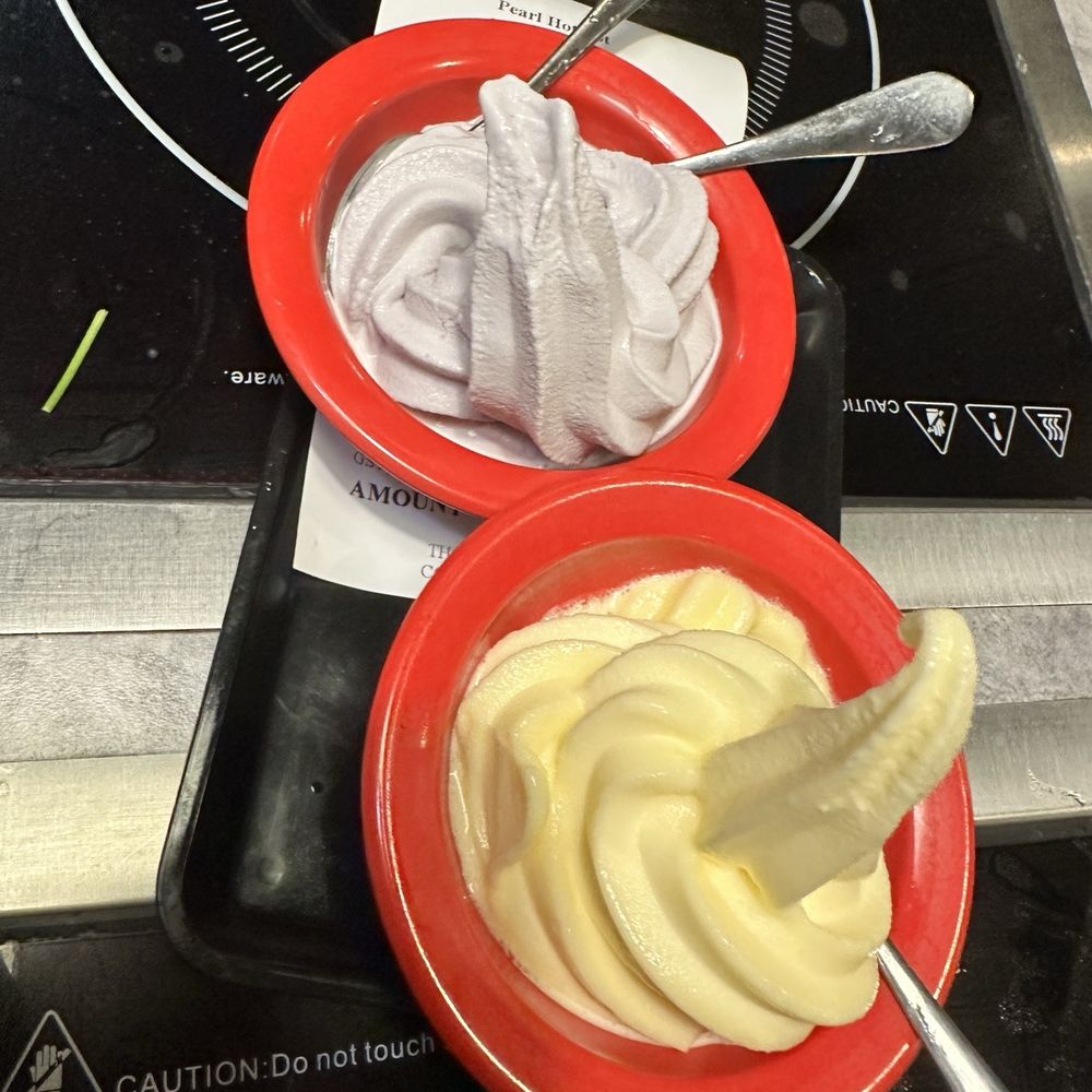 Pearl Hot Pot - pineapple and taro flavoured soft serve ice cream for dessert - Hot Pot Near Me - Burnaby, British Columbia