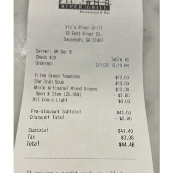 Vic's River Grill - A 20 percent reduction on a rotten salad - New American Near Me - Savannah, Georgia Vic's River Grill - A 20 percent reduction on a rotten salad - New American Near Me - Savannah, Georgia