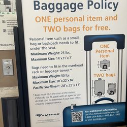 Amtrak Train Tickets - Baggage policy