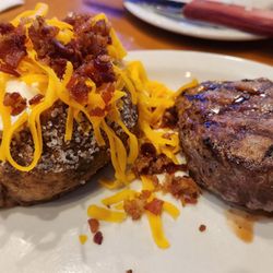 6oz filet, loaded potato & salad