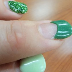 Essential Nail and Spa - When I woke up this morning it was fine.  By the time I was finished getting ready for work,  I noticed this.