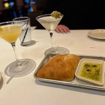 Bonefish Grill - Martini and bread with olive oil - Seafood Near Me - Schaumburg, Illinois