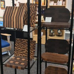 15 STEPS - Local artist's new end grain cutting boards. Multi Species and single species in store display