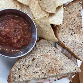 Frothy Monkey - The Royale with multi grain chips and salsa - Cafes Near Me - Birmingham, Alabama