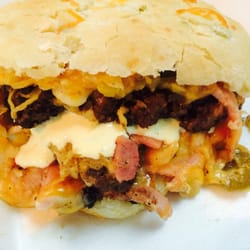 Deli Diner - The "Flyin' Hawaiian" double meat burger!