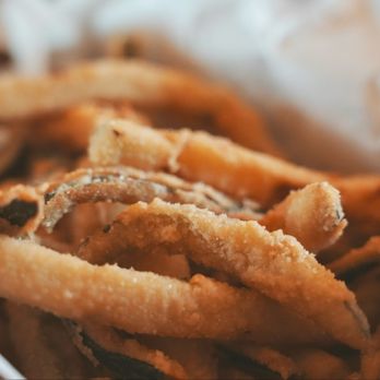 A's Burgers - Fried Zucchini. The zucchini is tender, but the batter is a little too dense for my liking. - Burgers Near Me - San Juan Capistrano, California