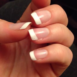 The bubbles in the white part of the French manicure