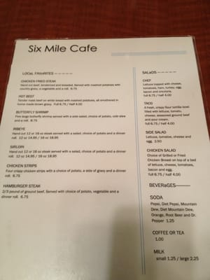 Menu photo 5 Six Mile Cafe Dawson, NE