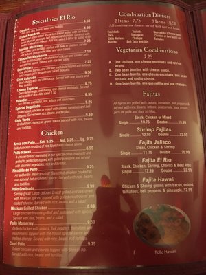 Menu photo 4 El Rio Mexican Restaurant Moulton, AL