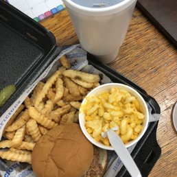 Macaroni French Fries BBQ Sandwich Large Dr. pepper