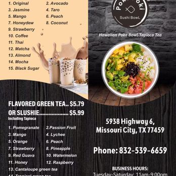Poke Poki - Drink Menu - Poke Near Me - Missouri City, Texas