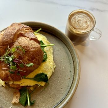 Encanto Cafe - spinach, tomato, egg croissant and cortado - Cafes Near Me - San Diego, California Encanto Cafe - spinach, tomato, egg croissant and cortado - Cafes Near Me - San Diego, California