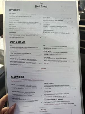 Menu photo 1 The Back Abbey - Claremont Claremont, CA