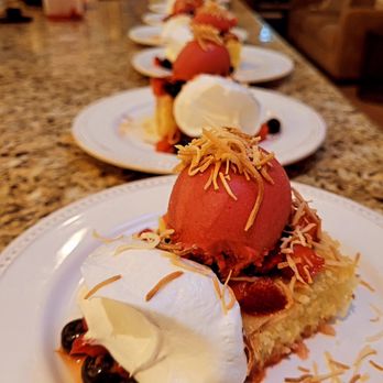 Jesse McClelland Personal Chef & Catering - Berry Shortcake, Lemon Olive Oil Cake, Raspberry Sorbet, Whipped Coconut Cream, Toasted Coconut. - Personal Chefs Near Me - Marina, California Jesse McClelland Personal Chef & Catering - Berry Shortcake, Lemon Olive Oil Cake, Raspberry Sorbet, Whipped Coconut Cream, Toasted Coconut. - Personal Chefs Near Me - Marina, California