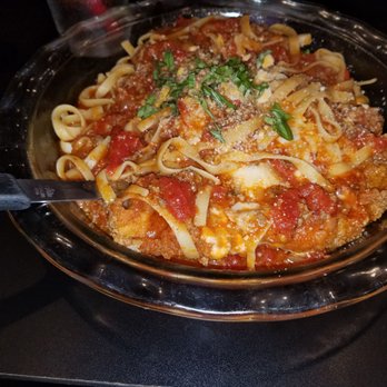 Maple Leaf Diner - Chicken Parm with ribbon pasta. The chicken had a nice flavor and was cooked well but the sauce was extremely thin. - American Near Me - Dallas, Texas Maple Leaf Diner - Chicken Parm with ribbon pasta. The chicken had a nice flavor and was cooked well but the sauce was extremely thin. - American Near Me - Dallas, Texas