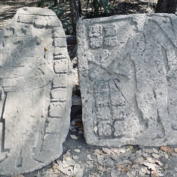 Zona Arqueológica de Cobá - Rulers on stone slabs by main Ball Court - Landmarks & Historical Buildings Near Me - Cobá, ROO
