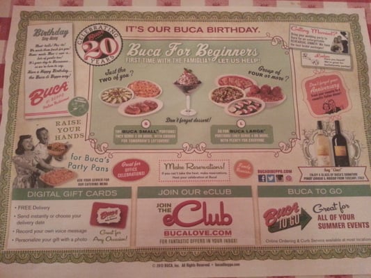 Menu photo 4 Buca di Beppo Italian Restaurant Lombard, IL Menu photo 4 Buca di Beppo Italian Restaurant Lombard, IL