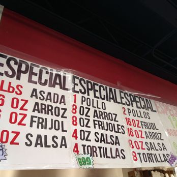 Carniceria Namiquipa - Menu #1, combos of carne asada specials or chicken (pollo) specials - Desserts Near Me - Glendale, Arizona