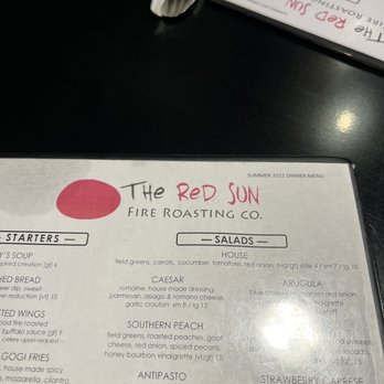 The Red Sun Fire Roasting Co - Menu of the night we learned that a change is often. Keeping us on our toes! - Italian Near Me - Oswego, New York The Red Sun Fire Roasting Co - Menu of the night we learned that a change is often. Keeping us on our toes! - Italian Near Me - Oswego, New York